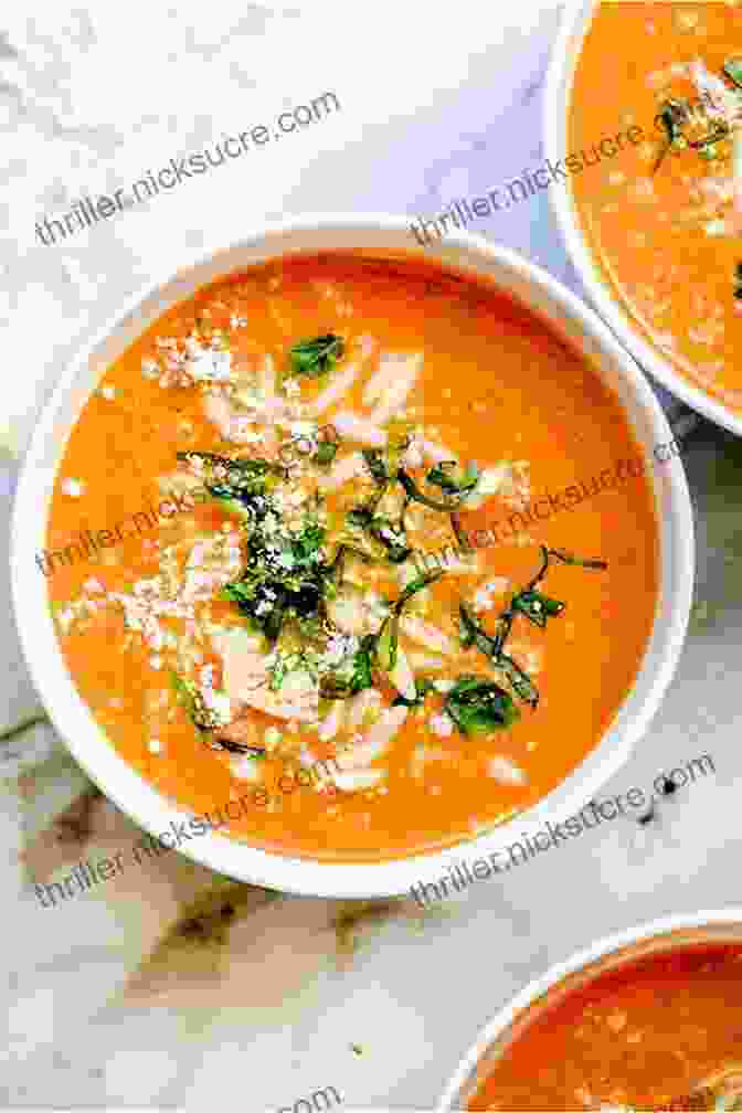 Creamy Tomato Soup With A Vibrant Red Colour And A Sprinkling Of Fresh Basil Mooncakes Cookbook: Simple And Easy Make At Home Sweet And Savoury Various Recipes