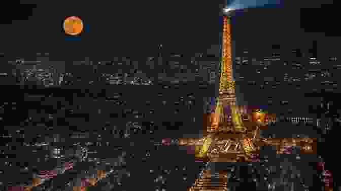 The Night Sky Over Paris, France, With The Eiffel Tower In The Distance. The Three Cities Trilogy: Lourdes Volume 3